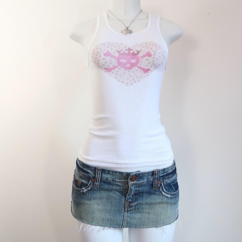 y2k skull crown heart graphic tank mcbling emo